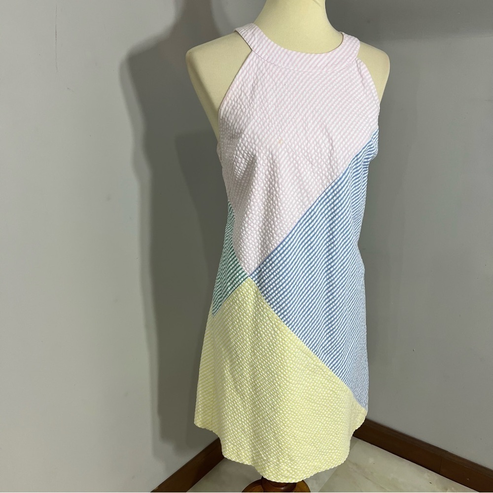 Vineyard Vines Kentucky Derby Seersucker Patchwork Preppy Pastel Midi Dress Blue - Picture 13 of 13